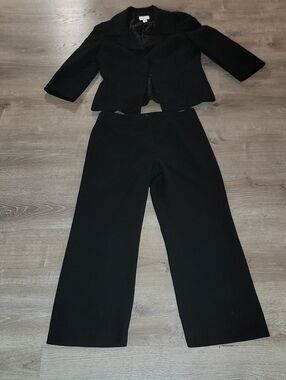 LOFT Black Suit  Wide-Leg Dress Pants